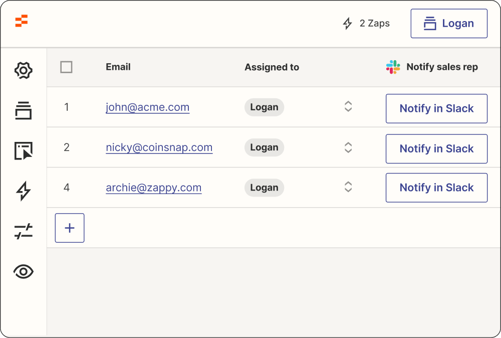 dashboard of Tables