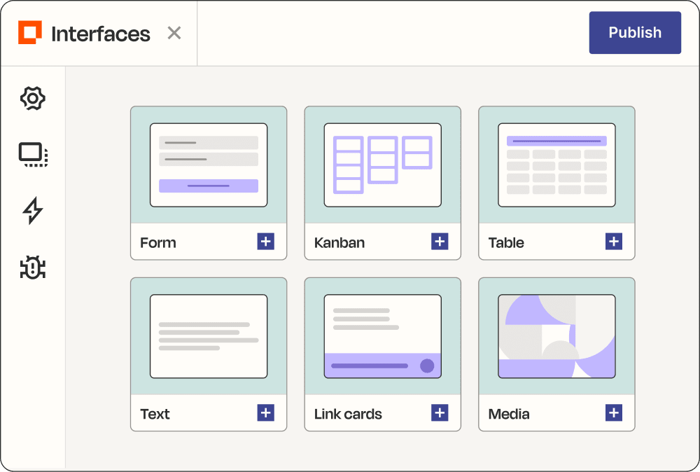 dashboard of Interface tiles