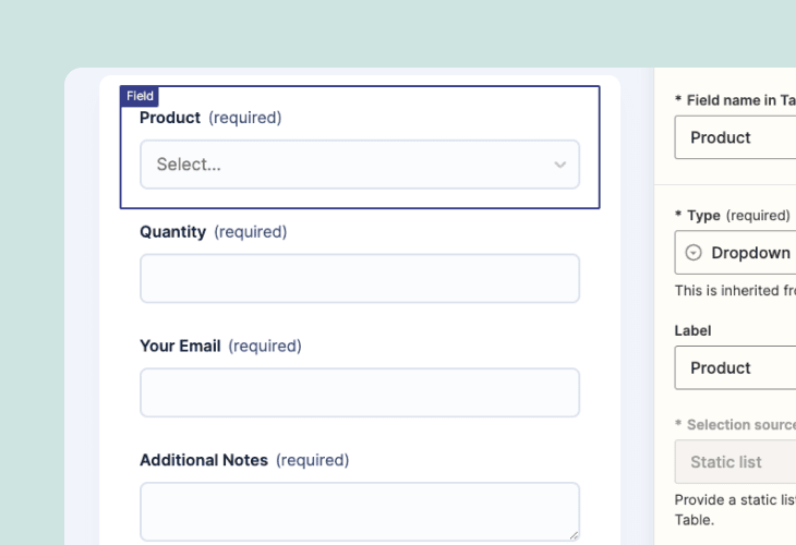 form for customer orders